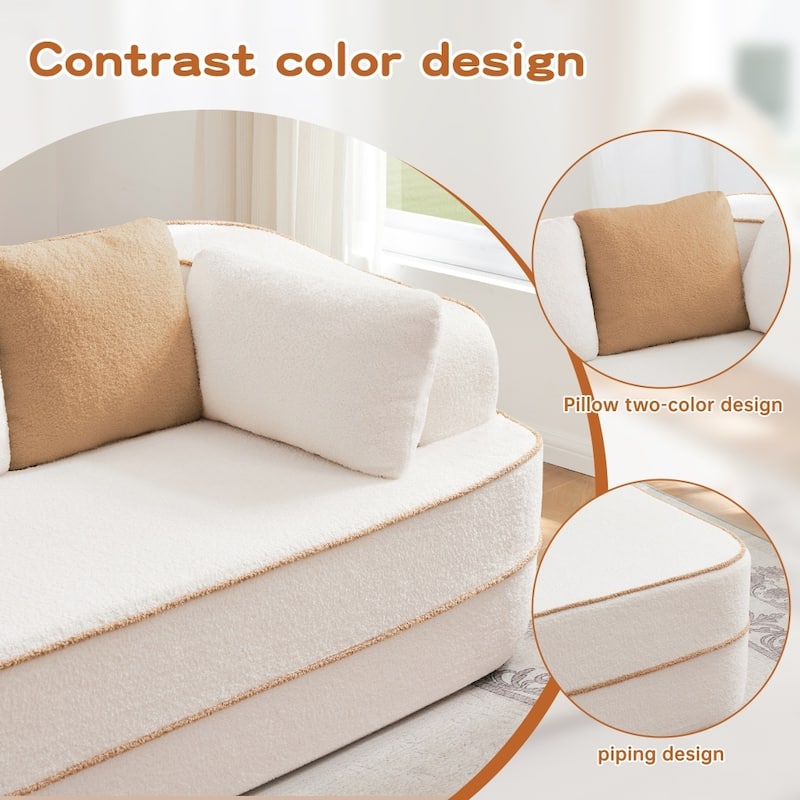 77.2" Symmetrical Fluffy Comfy Modular Sectional Sleeper Sofa with Double Chaises