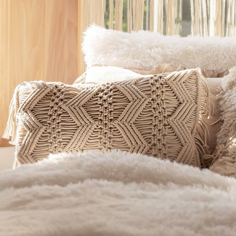 Lush Decor Studio Chevron Macrame Decorative Pillow Cover