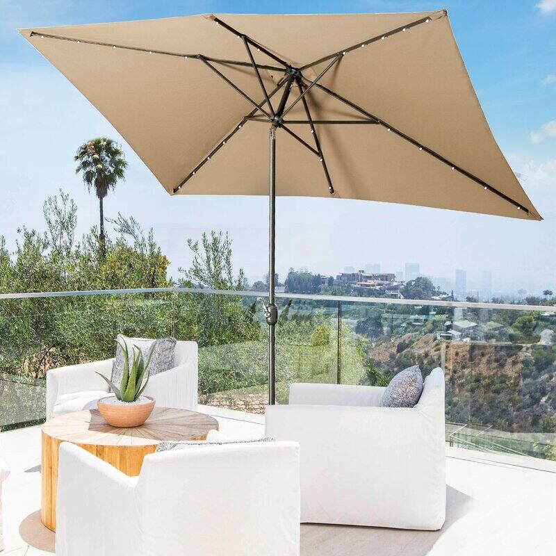 Royalcraft 10 x 6.5 ft LED Rectangular Patio Market Umbrella