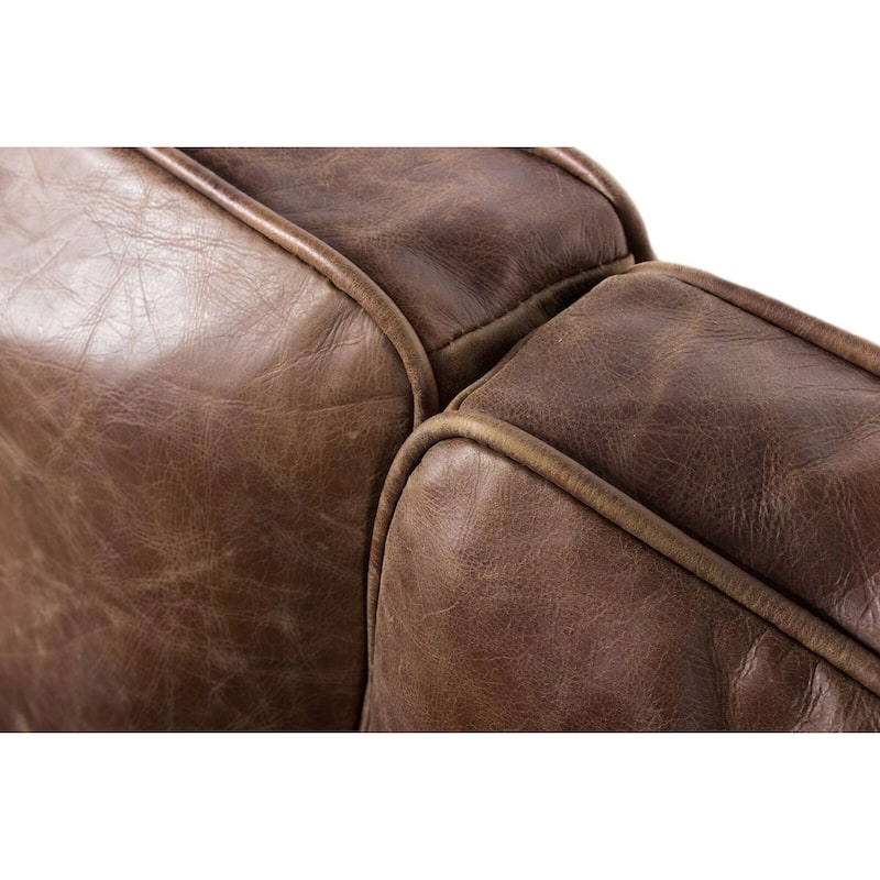 Aurelle Home Dina Vintage Brown Leather Sofa