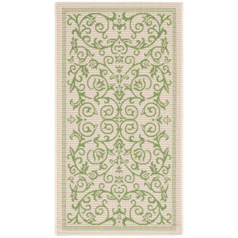 SAFAVIEH Courtyard Miljeta Indoor/ Outdoor Waterproof Patio Backyard Rug - 2' x 3'7" - Natural/Olive