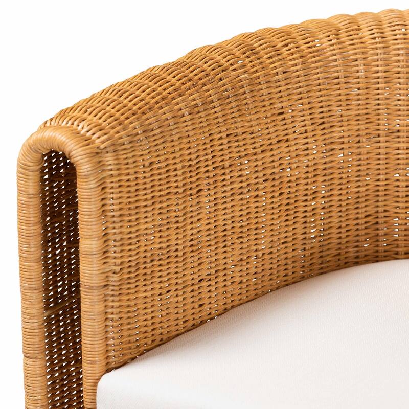 Carina Natural Rattan Barrel Dining Chair - Handwoven Wicker Accent Chair with Curved Backrest, Coastal Boho Style