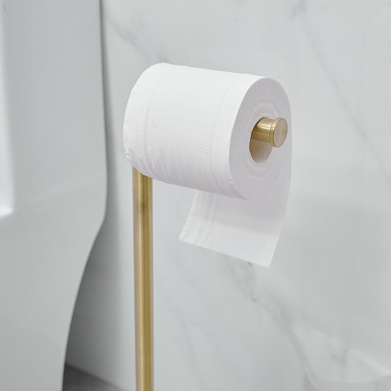 Round Freestanding Toilet Paper Holder with Stainless Steel Base
