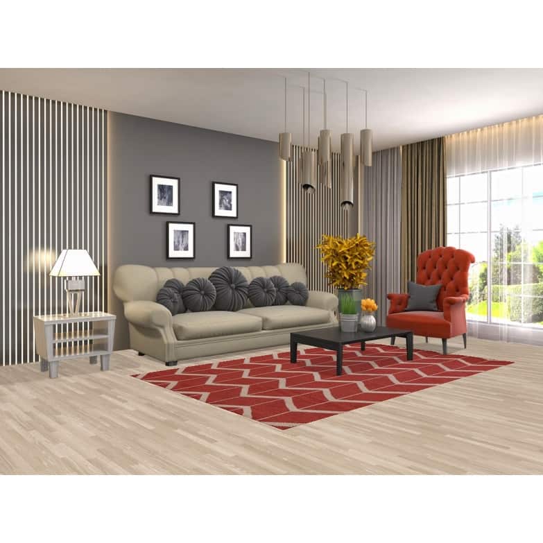 Hand Knotted Oriental 100% Wool Carpet Modern All-Over Red Gabbeh Area Rug - 7' 11'' X 4' 11''