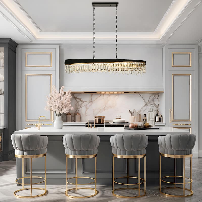 Modern Crystal 10-Light Chandelier Island Lights for Kitchen Island - Gold