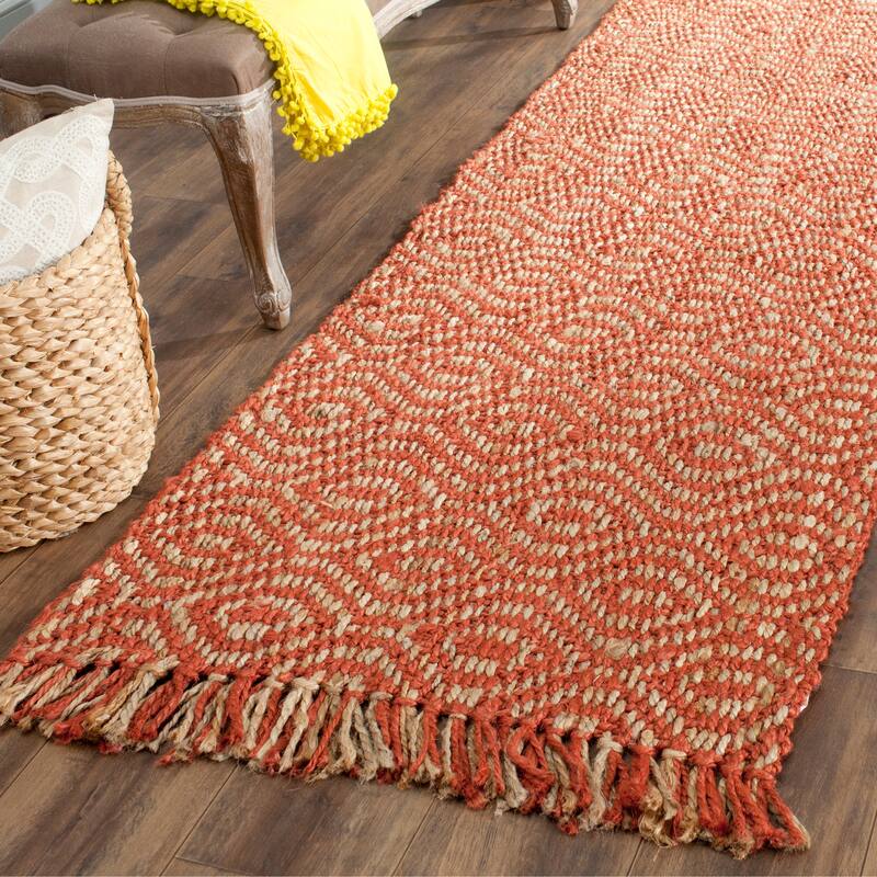 SAFAVIEH Handmade Natural Fiber Jaslene Sisal Tassel Rug - 2'6" x 16' Runner - Rust