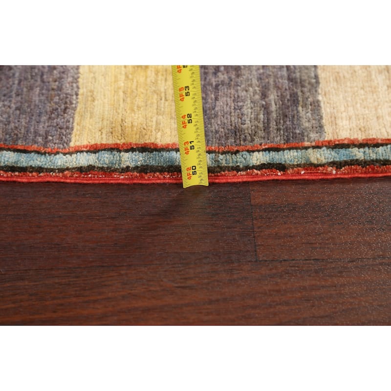 Checkered Gabbeh Kashkoli Oriental Area Rug Hand-knotted Wool Carpet - 3'11" x 5'7"