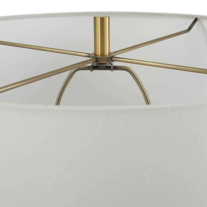 Uttermost Window Pane White Table Lamp - 28"H,   Shade 10"H x 17"Dia.