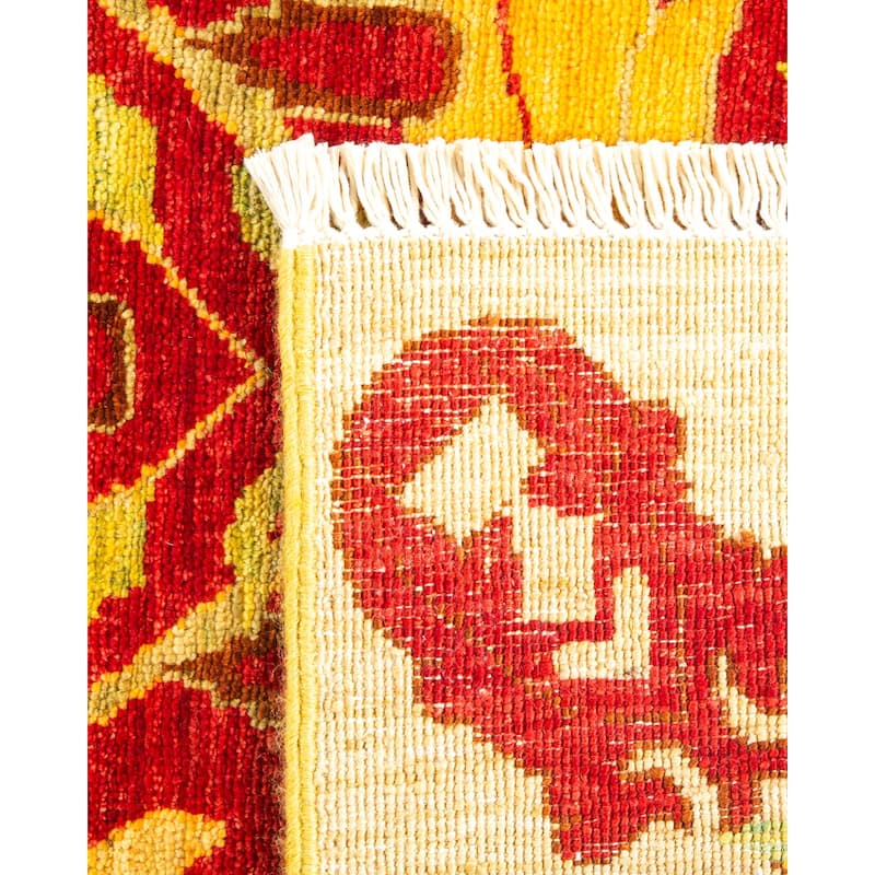Overton Hand Knotted Wool Contemporary Floral Red Area Rug - 3' x 5'