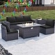 preview thumbnail 39 of 99, Outdoor Patio Furniture Set, All Weather PE Wicker Sectional Conversion Sofa set with Firepit(Optional)