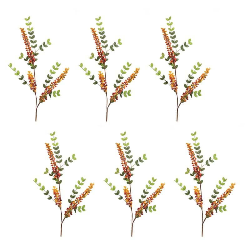 Berry Foliage Artificial Sprays - 32" - Orange and Green - Set of 6