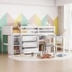 preview thumbnail 1 of 9, White Twin Size Wood Low Loft Bed With Pull-Out Desk, Drawers, Cabinet, and Shelves White
