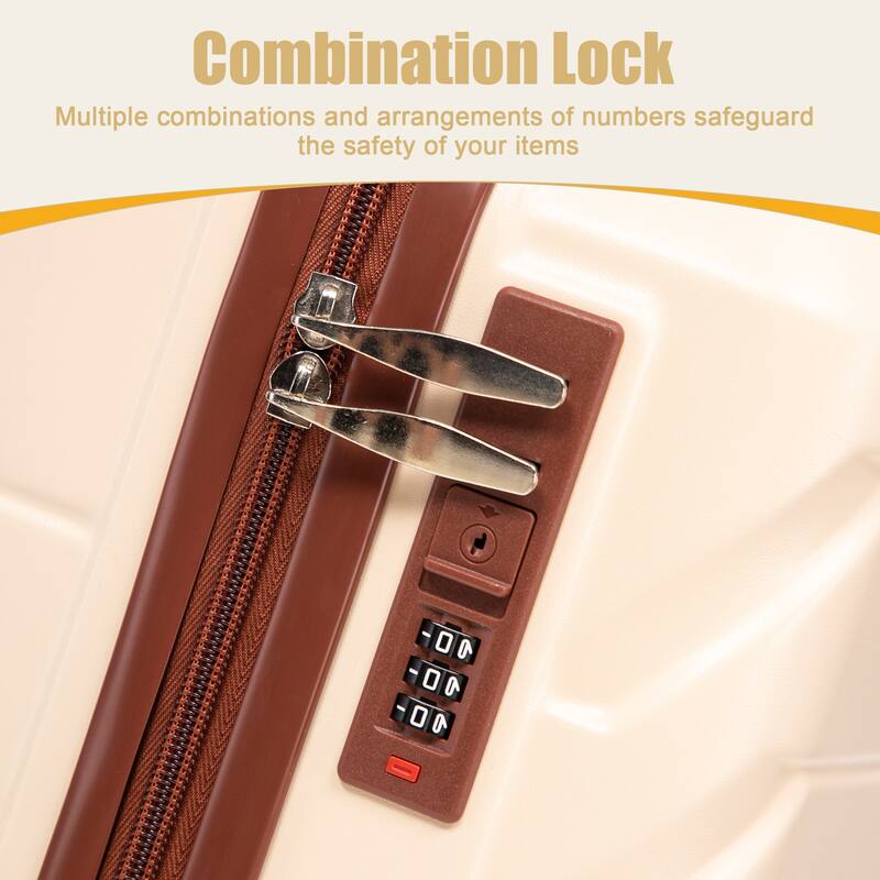 20 Inch ABS Hard Shell Travel Checked Luggage, Scratch Resistant Surface Four Multi-Directional Wheels, With Combination Lock