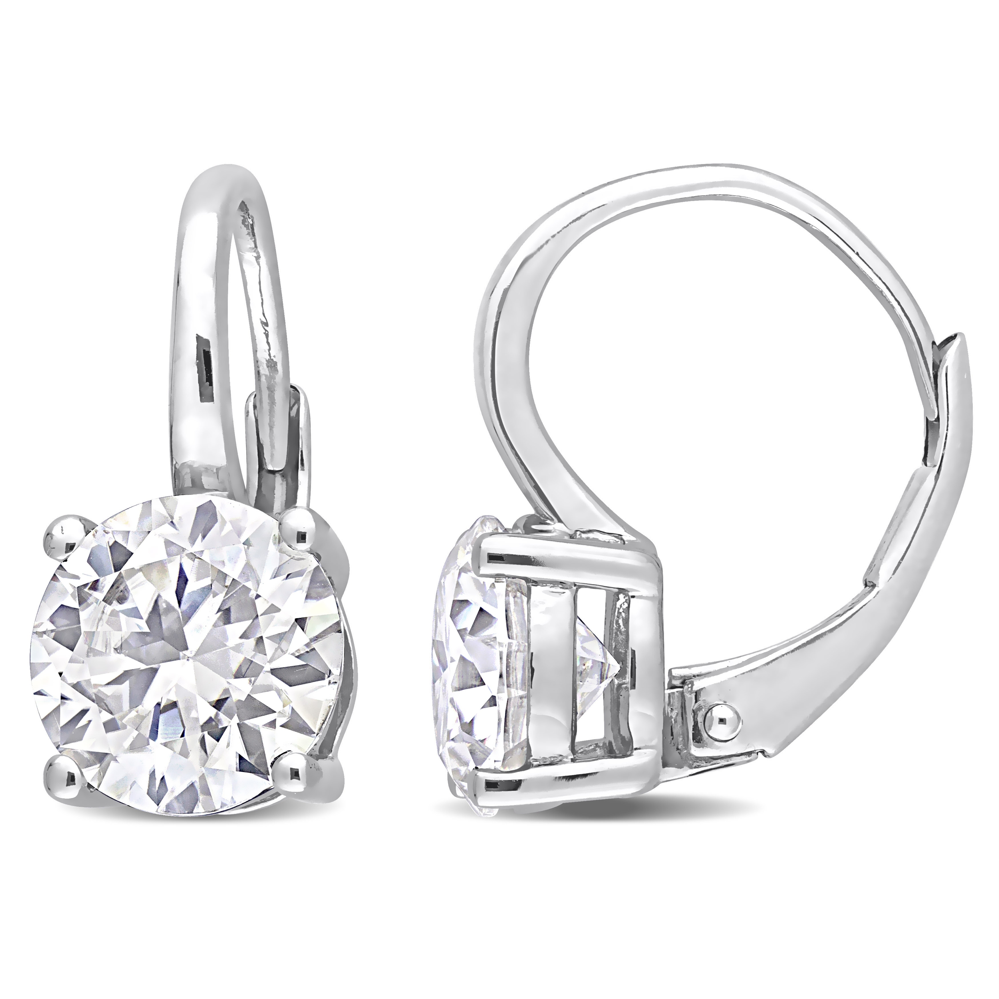 Miadora 3 1/5ct DEW Moissanite Solitaire Drop Leverback Earrings in Sterling Silver