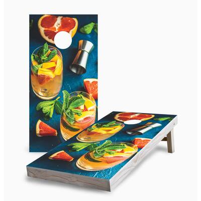 Summer Citrus Cocktail Corn Hole Board Set with Carry Case