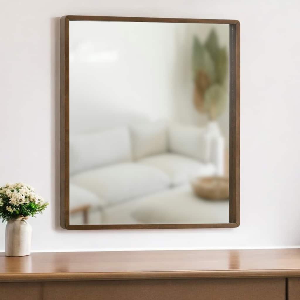 HomeRoots 40" Brown Wood Framed Accent Mirror - 36' X '40' X '2.5