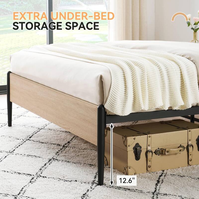 Rattan Bed Frame with Natural Rattan Headboard