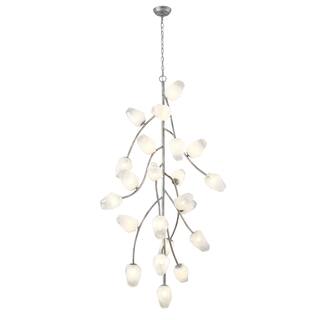 22-Light Antique Silver Chandelier With White Glass Shades