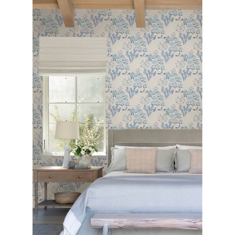 A-Street Prints Cultivate Blue Springtime Blooms Wallpaper