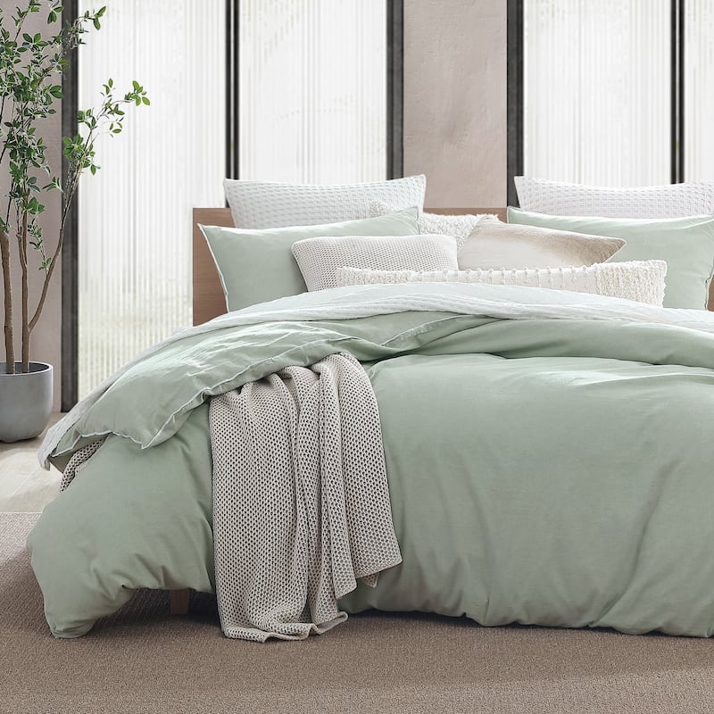 DKNY PURE Washed Linen Duvet Set - Sage - King