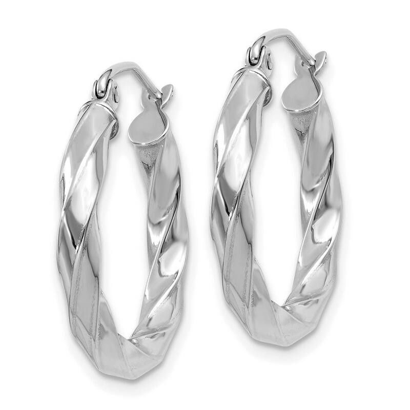 Curata 14k White Gold Polished 21x 3mm Twisted Hoop Earrings