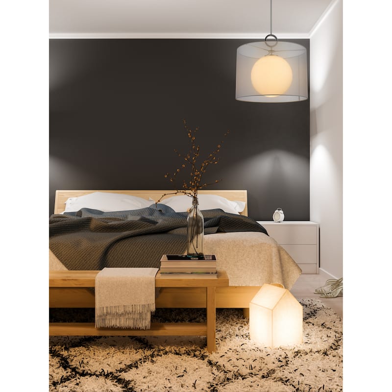 Arosia 1 Light 20 inch Chrome + White Pendant Light