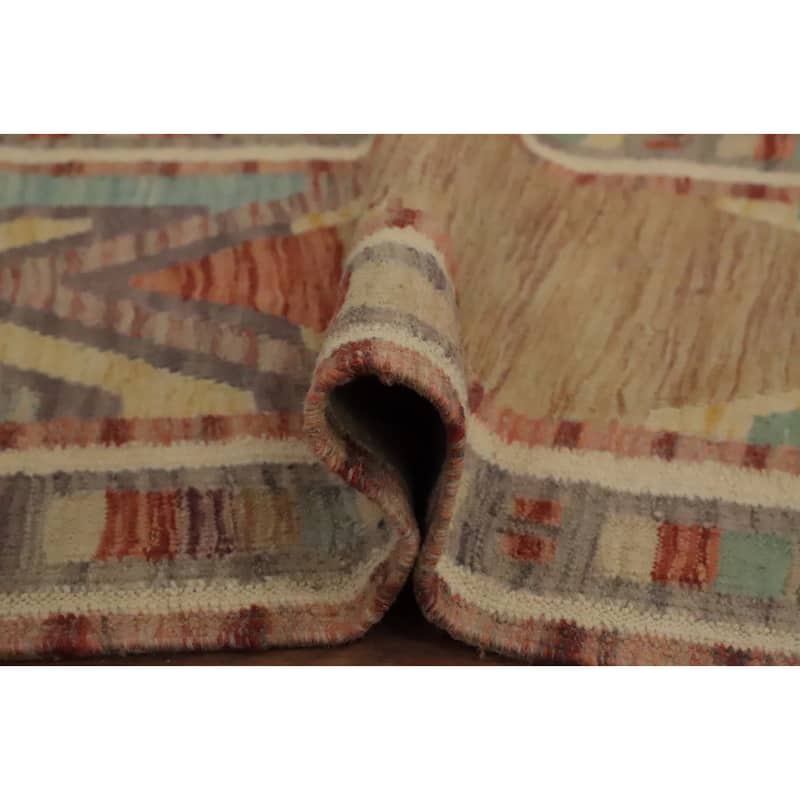 Hand Woven Oriental 100% Wool Carpet Southwestern Tribal Multi-Colored Kilim Runner Rug - 8' 3'' X 2' 3''