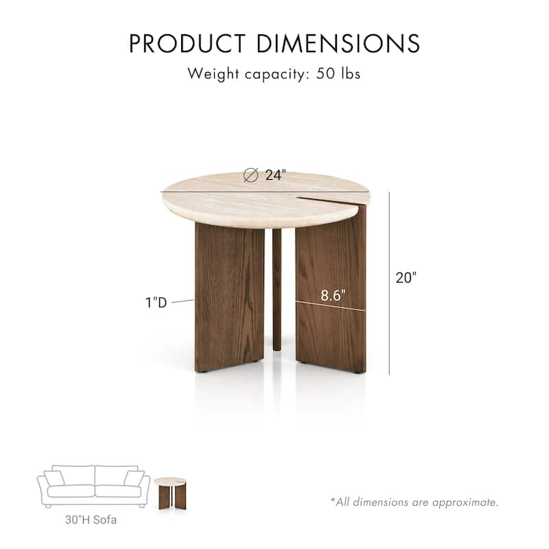 Furniture of America Elrik Modern Genuine Travertine Top 3-Piece Round Coffee Table Set