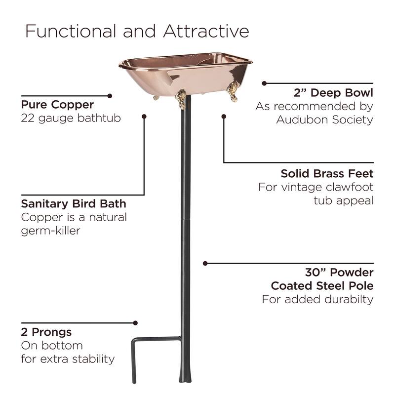 Splish-Splash Bird Bath - Polished Copper by Good Directions