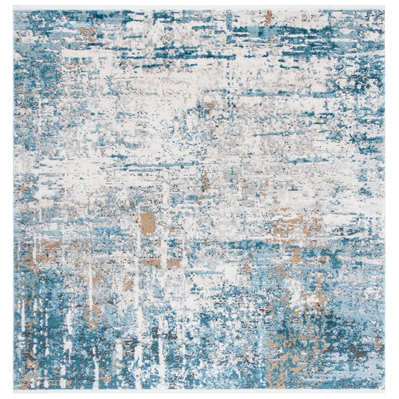 SAFAVIEH Shivan Joella Modern Abstract Rug - 6'7" Square - Grey/Blue