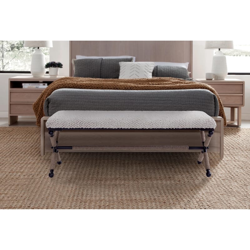 Martingale Ivory Upholstered Bouclé Double Bench