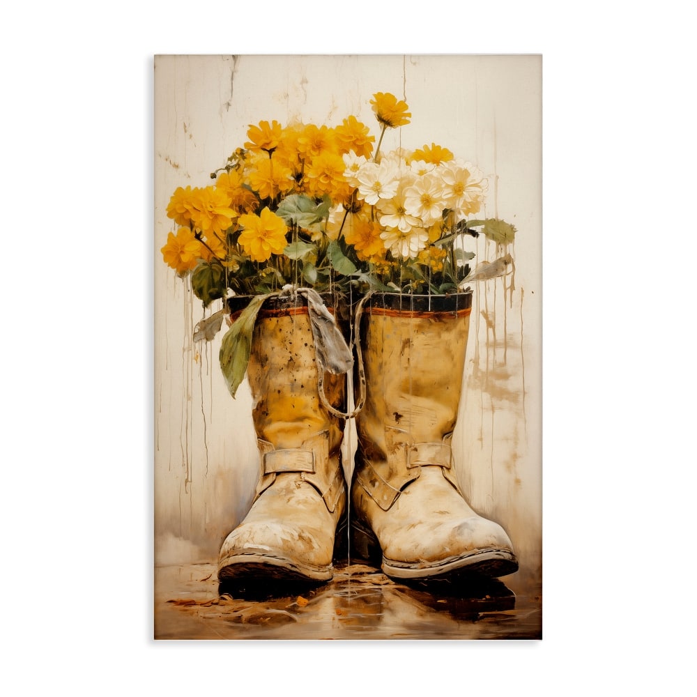Stupell Flowers in Rugged Country Boots Canvas Wall Art Design By Heidi Kuntz
