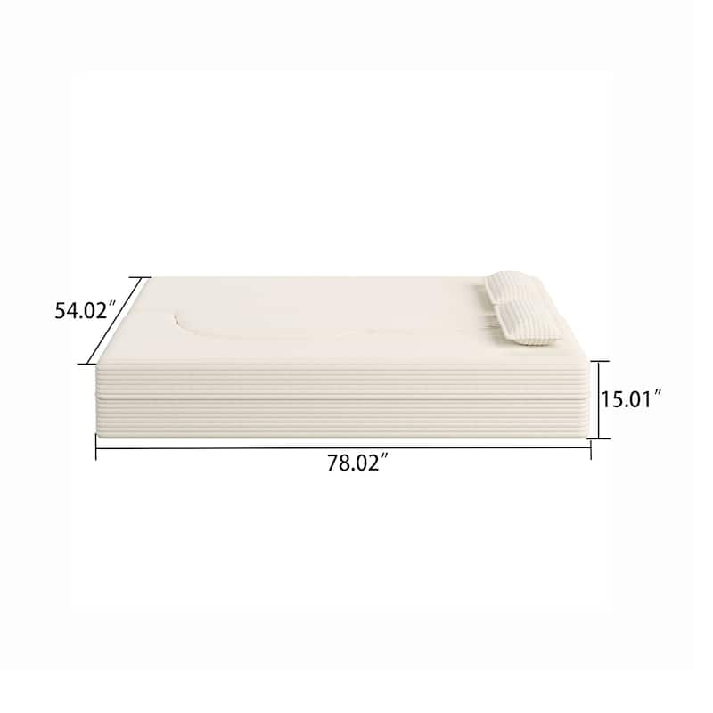 Modern Minimalist Compressed Upholstered Convertible Two-Seater Sofa Bed with 2 Pillows