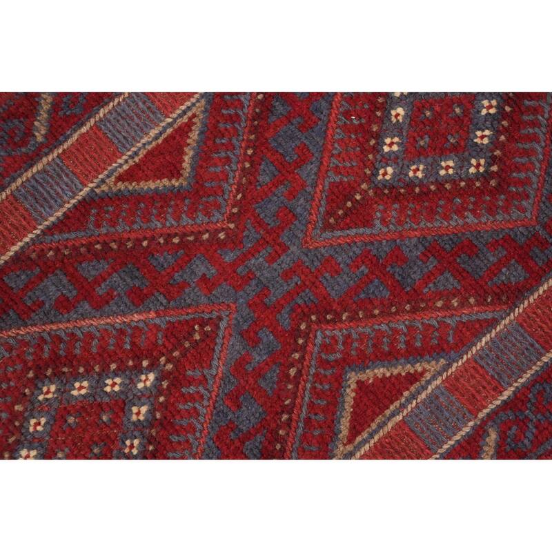 Hand Knotted Oriental 100% Wool Carpet Traditional Tribal Red Balouch Runner Rug - 7' 5'' X 1' 11''