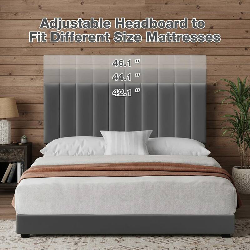 Velvet Upholstered Platform Bed Frame