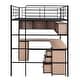 preview thumbnail 12 of 26, Minimalist Style Full Size Metal Loft Kids Bed with Bookcase,Desk,Ladder,Guardrail and Cabinet