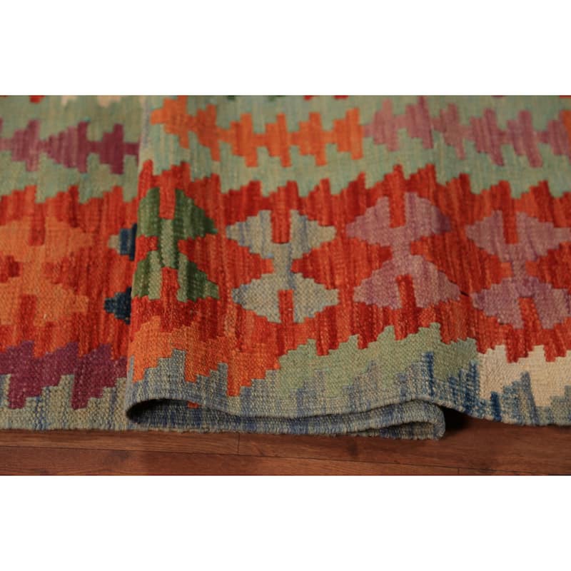 South Western Style Kilim Oriental Rug Hand-Woven Wool Carpet - 8'1"x 9'9"