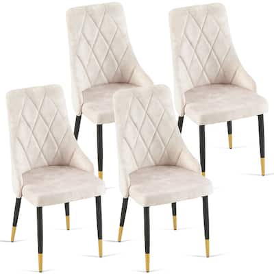 Beige Dining Chairs Set of 2 Living Room Chair Modern Kitchen Armless Side Chair