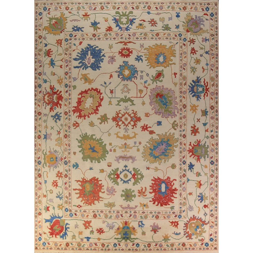 All-Over Floral Oushak Oriental Large Area Rug Handmade Wool Carpet - 11'10" x 14'9"