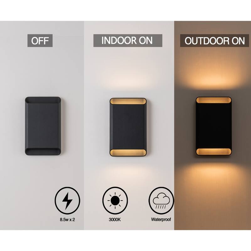 9" Black Modern Led Wall Sconce for Patio, Yard