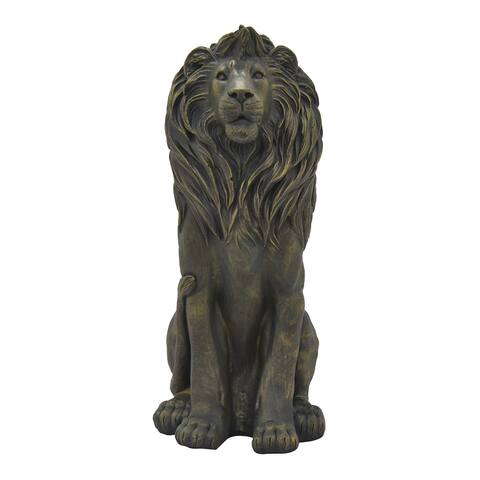 Plutus Brands Lion Sitting - Gold in Gold Resin