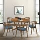 preview thumbnail 11 of 90, Set of 2/4/6 - Santana Mid-Century Modern Upholstered Wood Dining Chairs Set of 6 - Blue and Walnut