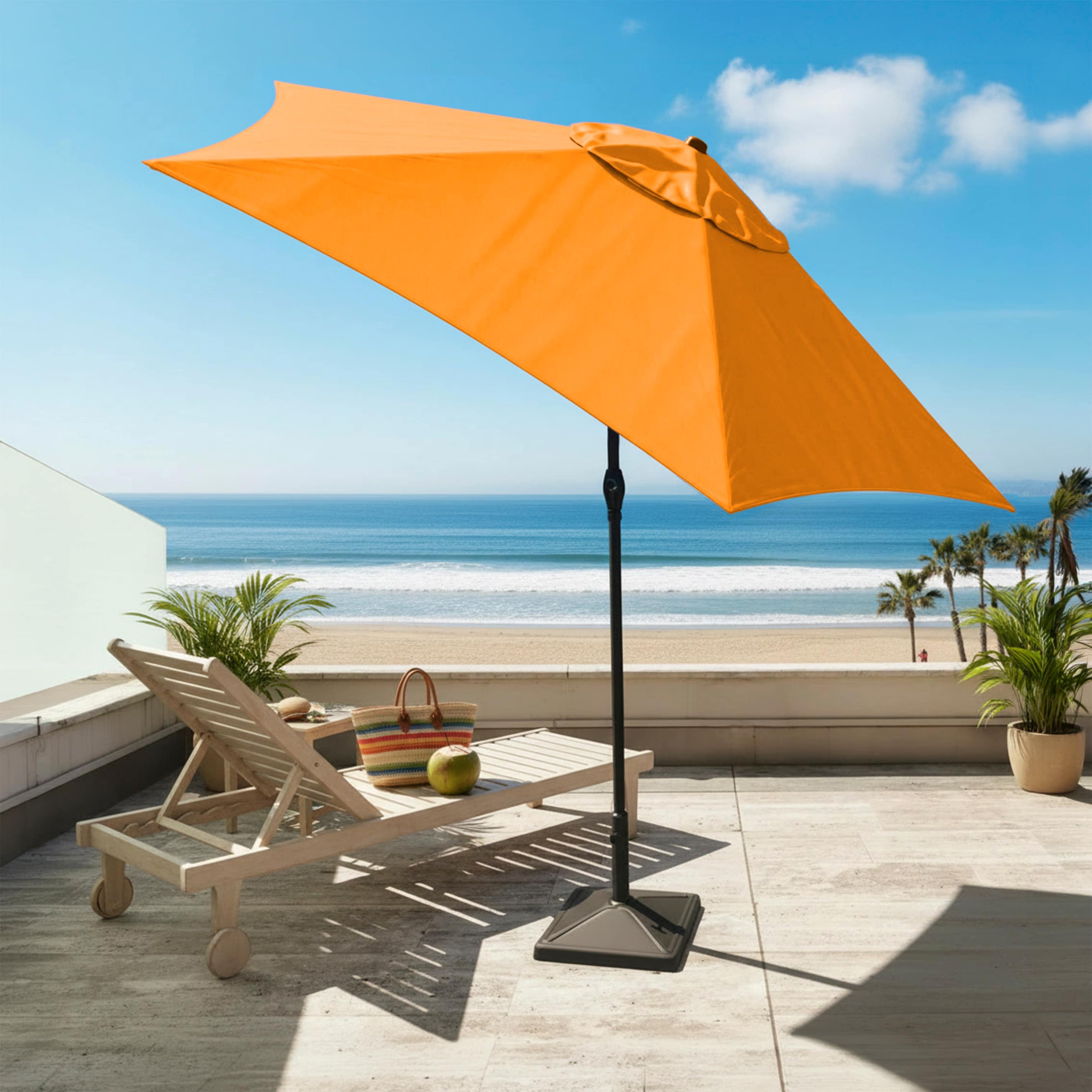 Sunline 9 ft Patio Market Umbrella with Crank & Push Button Tilt, UV Protection & Wind Vent, Tuscan