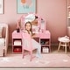 preview thumbnail 8 of 11, GIMMYFIVE Princess Makeup Desk & Chair Set Withtouch Light Detachable Tri-Folding Mirror Pink