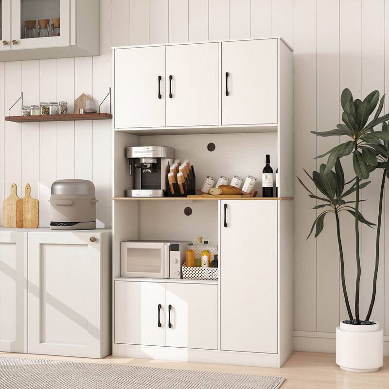Costway 71" Tall Kitchen Pantry Cabinet with Charging Station - See Details
