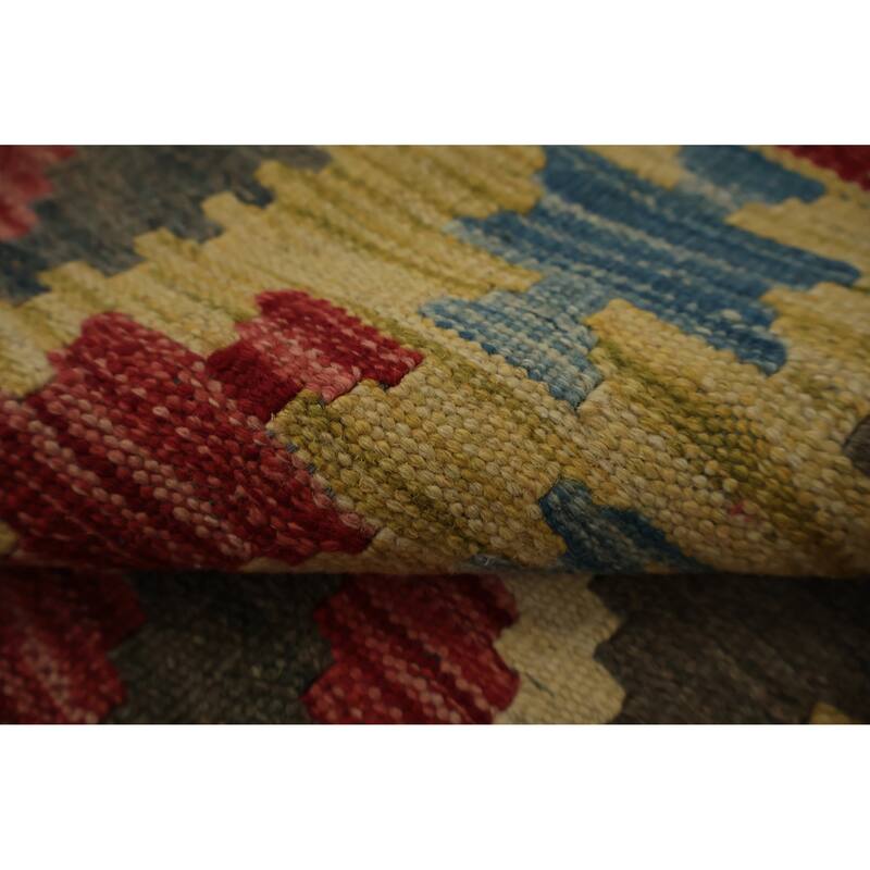 Hand Woven Oriental 100% Wool Carpet Southwestern Tribal Red Kilim Area Rug - 9' 10'' X 6' 6''