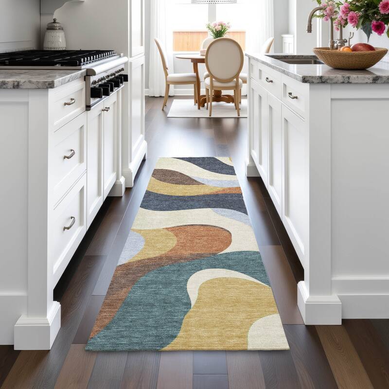 Machine Washable Indoor/Outdoor Casual Contemporary Chantille Rug