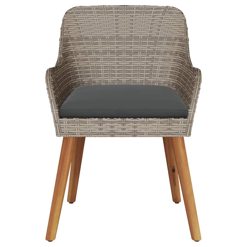 vidaXL Patio Chairs 2 Pcs Patio Wicker Dining Chair with Cushions Poly Rattan - 21.7 x 24.6 x 32.3