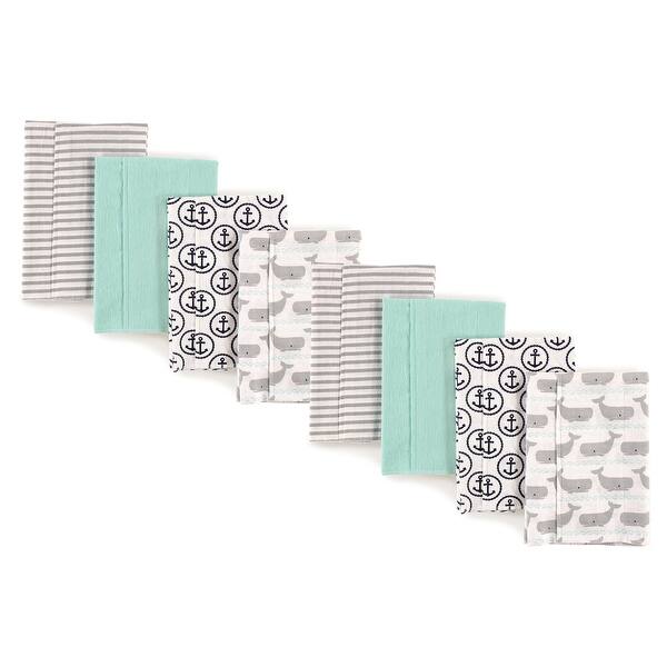 slide 1 of 1, Hudson Baby Unisex Baby Cotton Flannel Burp Cloths, Gray Whale 8-Piece, One Size - Gray Whale 8-Piece - One Size One Size - Gray Whale 8-Piece