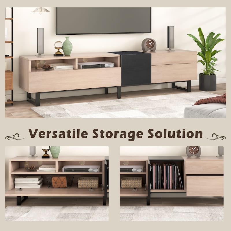 70" TV Stand with Double Storage & Drop-Down Door for TVs Up to 80"